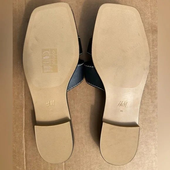 H&M Leather Black Sandals Woman’s Size 9 - Picture 9 of 9